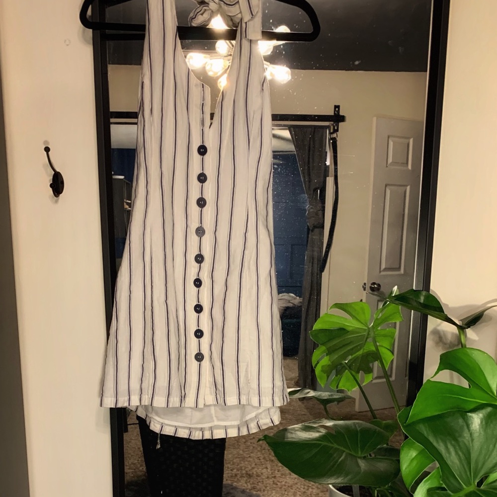 Pinstriped halter dress